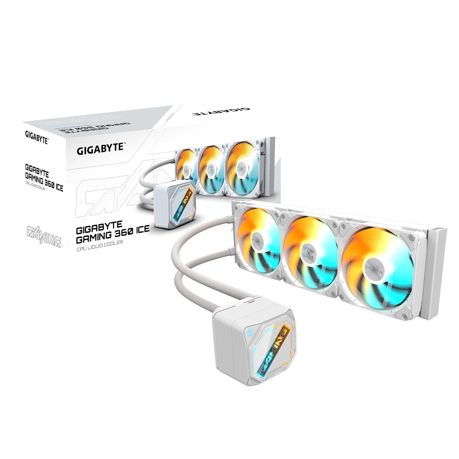 GIGABYTE Gaming 360 ICE Liquid Cooler for CPU - 3 x 120 mm ARGB Fan, Sliding Locking Mechanism, Daisy-Chain, Compatible with Intel LGA 1851 and AMD AM5