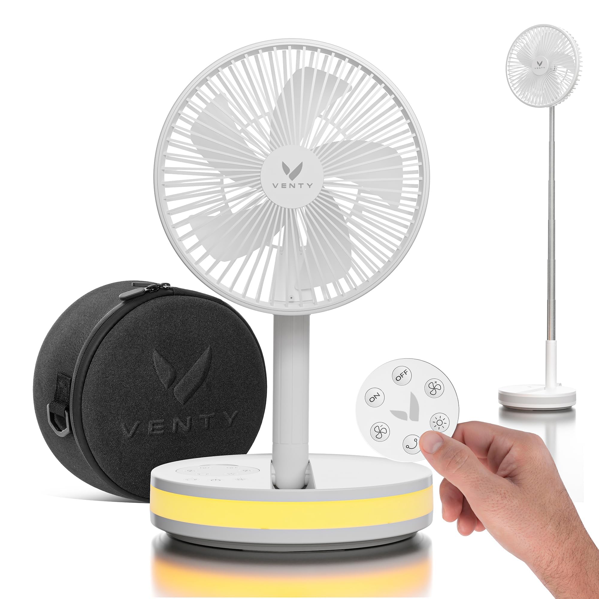 VENTY Portable Fan - Wireless Battery Operated with LED Light