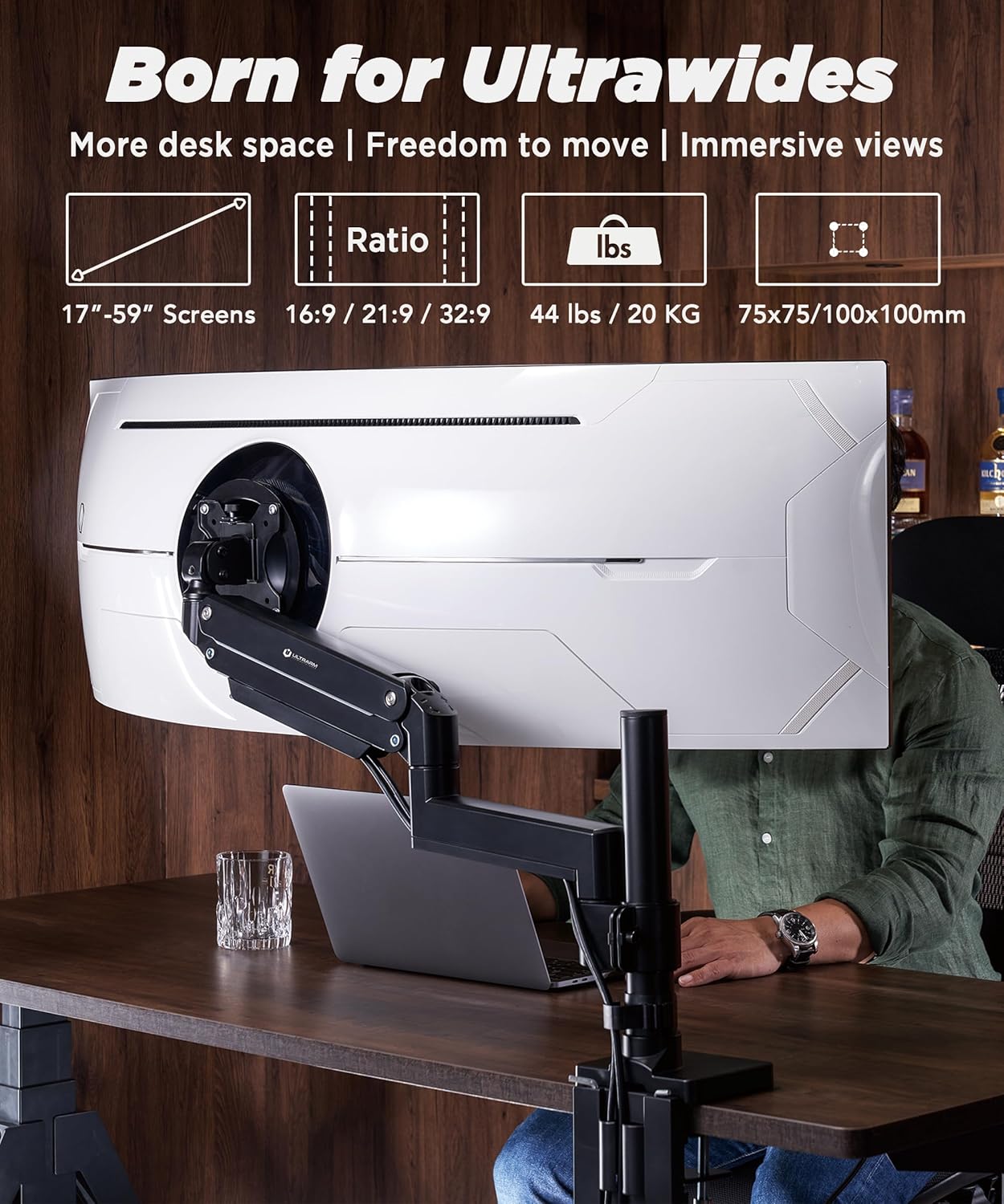 ULTRARM Heavy Duty Monitor Arm for Ultrawide Monitors up to 57