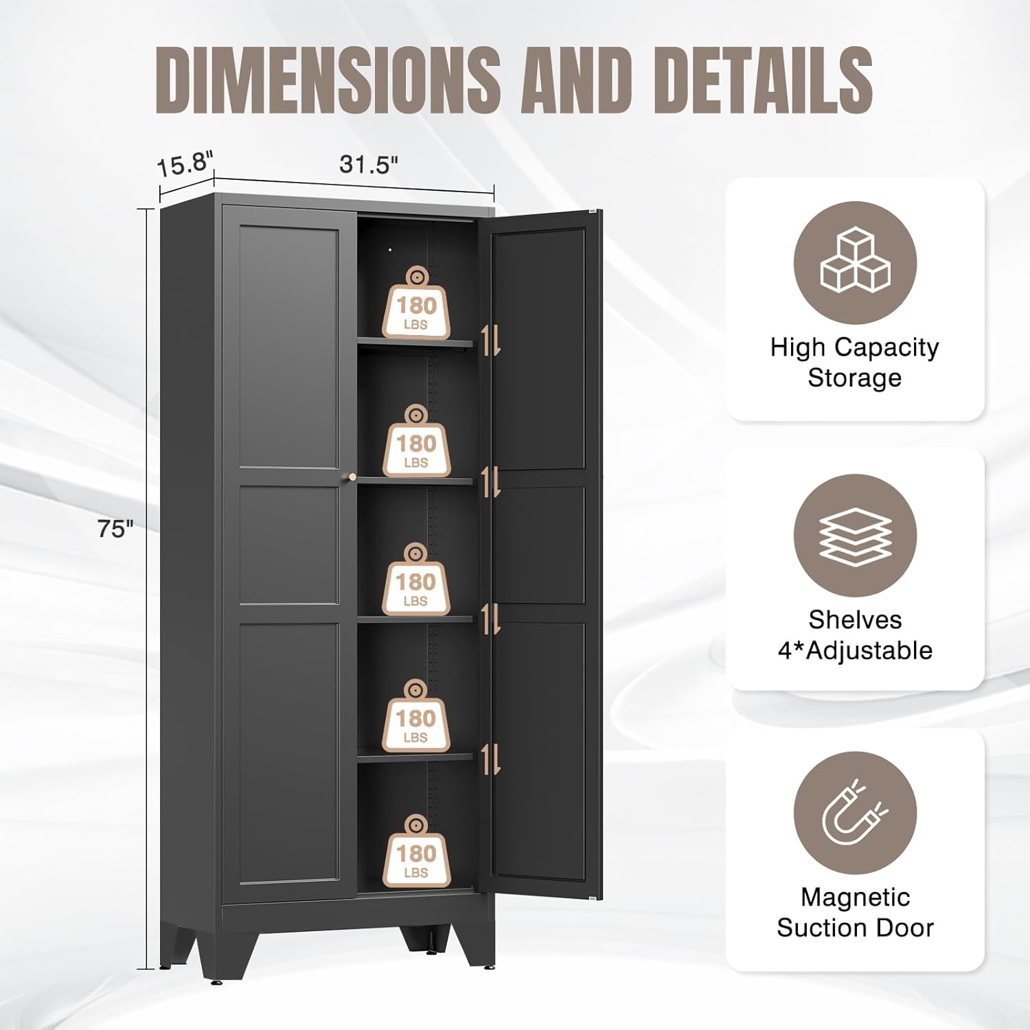 Yizosh Metal Pantry Cabinet, 75