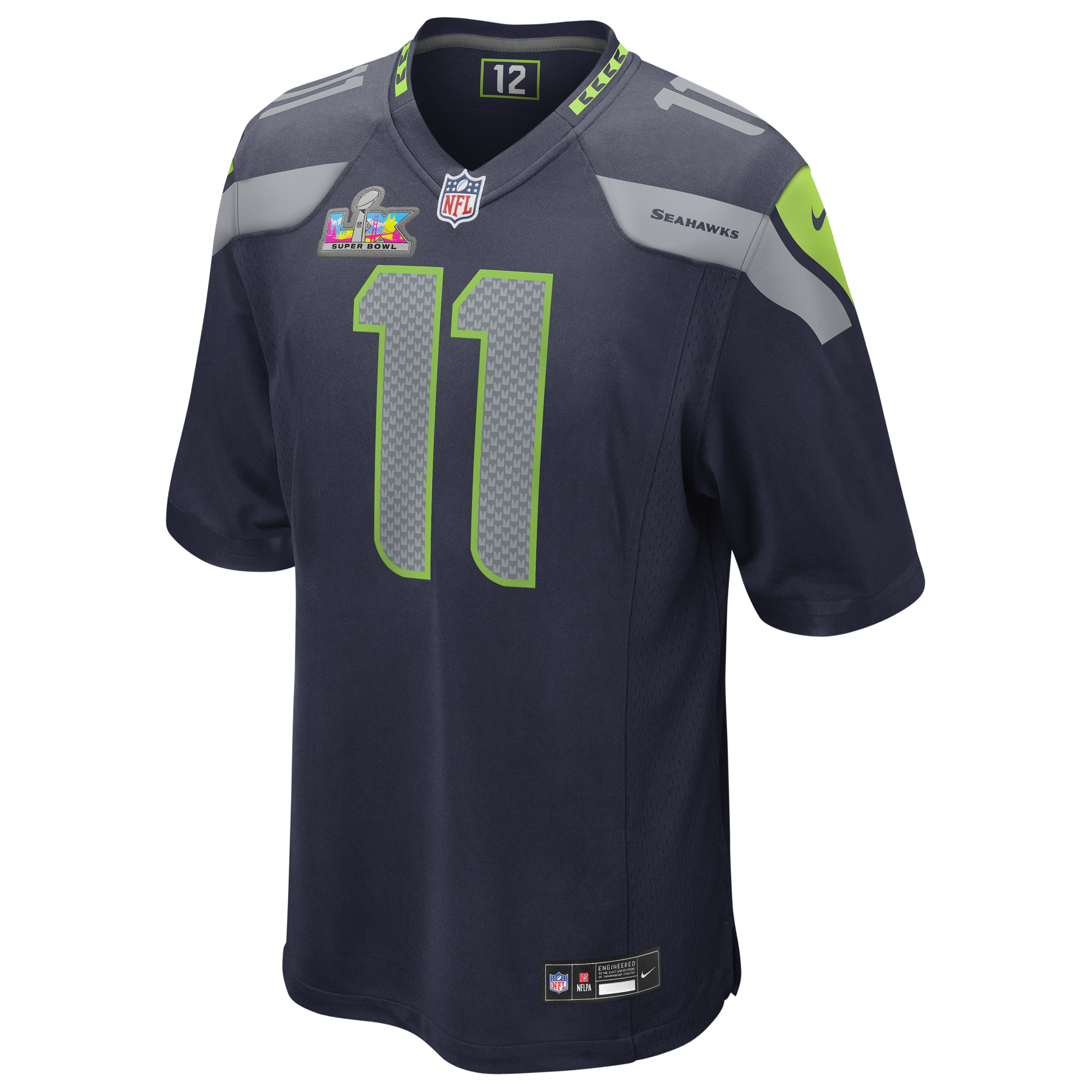 Jaxon Smith-Njigba Seattle Seahawks Nike Super Bowl LX Patch Game Jersey - College Navy