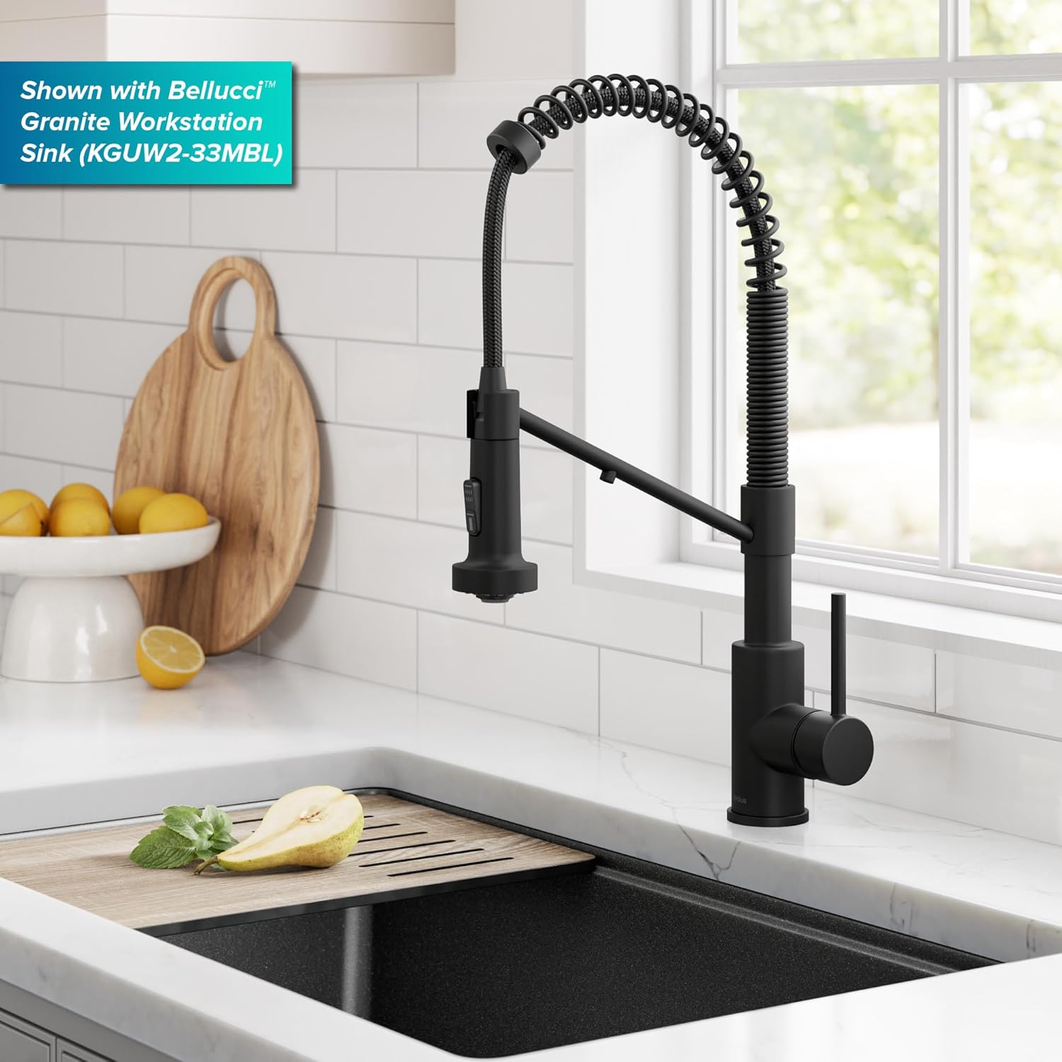 Kraus Bolden 2-in-1 Pull-Down Single Handle Kitchen Sink Filter Water Faucet for Reverse Osmosis or Water Filtration System in Matte Black, KFF-1610MB