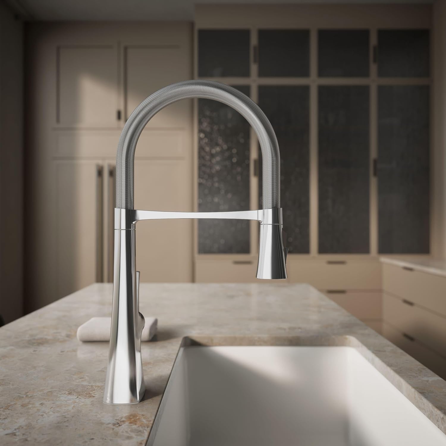 Kohler 22061-CP Graze Semi-pro, 3 Function Commercial Kitchen Faucet with Pull Down Sprayer, Standard, Polished Chrome