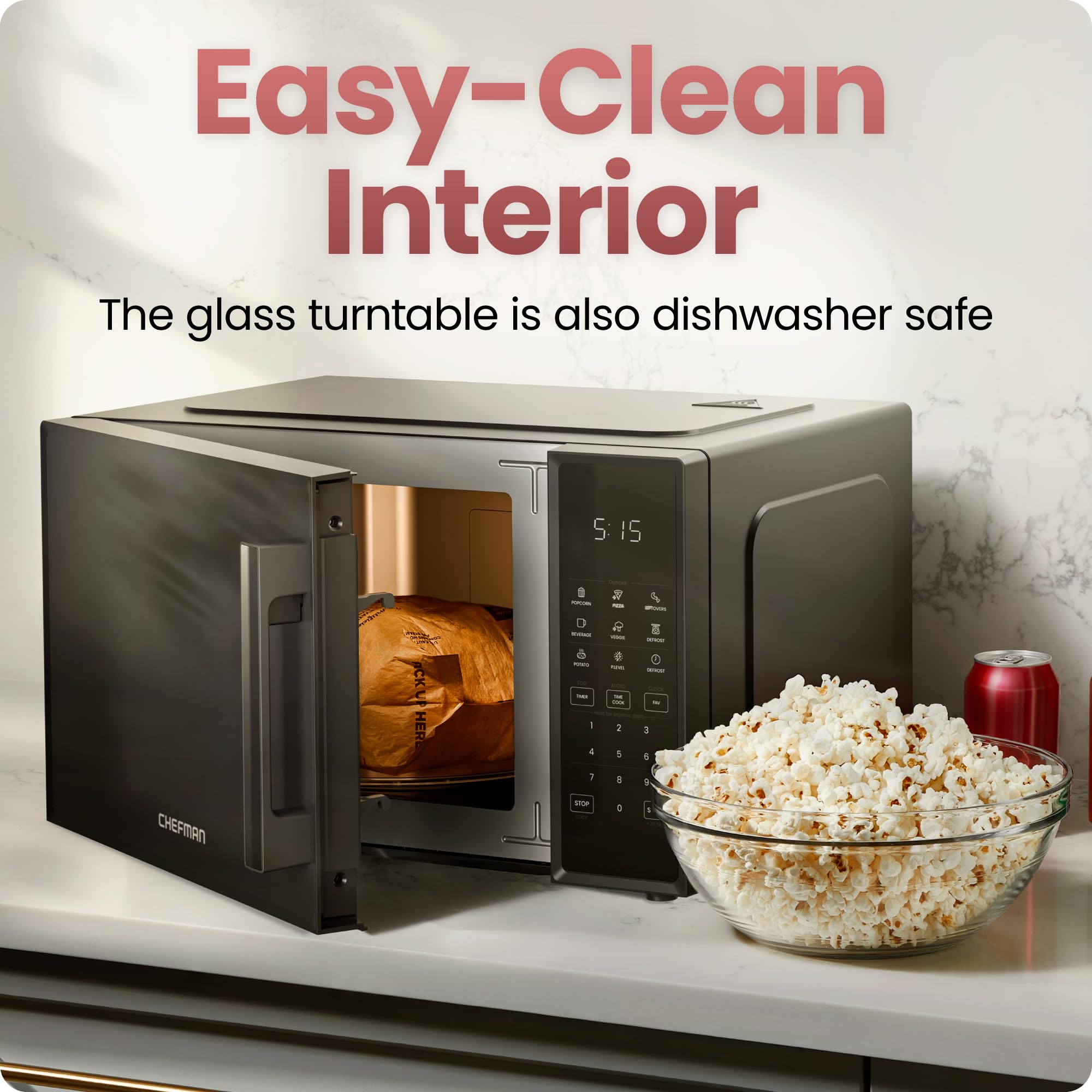 CHEFMAN Countertop Microwave Oven 0.9 Cu. Ft., 900W