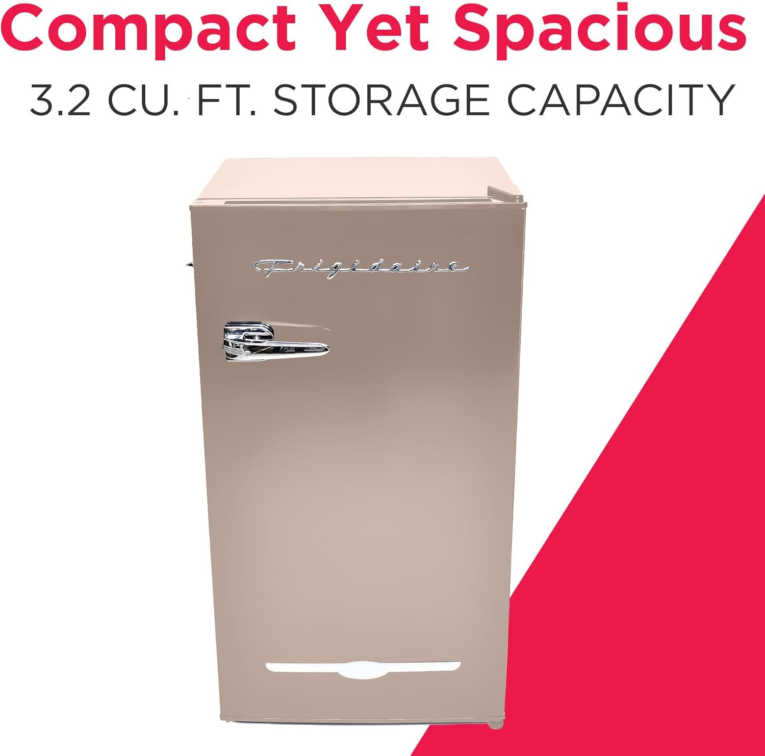 Frigidaire Retro Compact Fridge with Chiller, 3.2 cu ft Countertop Fridge with Built-In Bottle Opener, Compact Refrigerator for Office, Bedroom, Dorm Room or Cabin - 16.5