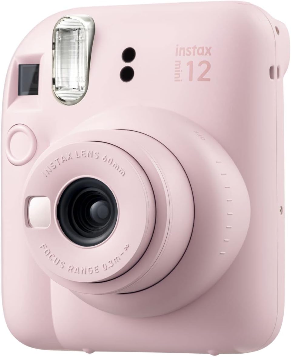 Fujifilm Instax Mini 12 Instant Film Camera Blossom Pink, Fujifilm Instax Mini Twin Pack Instant Film 20 Prints, Prtotective Case, Gift Bundle