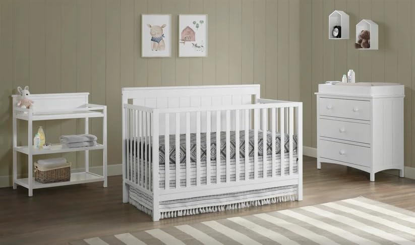 Oxford Baby Lazio 4-in-1 Convertible Baby Crib, Snow White, GreenGuard Gold Certified