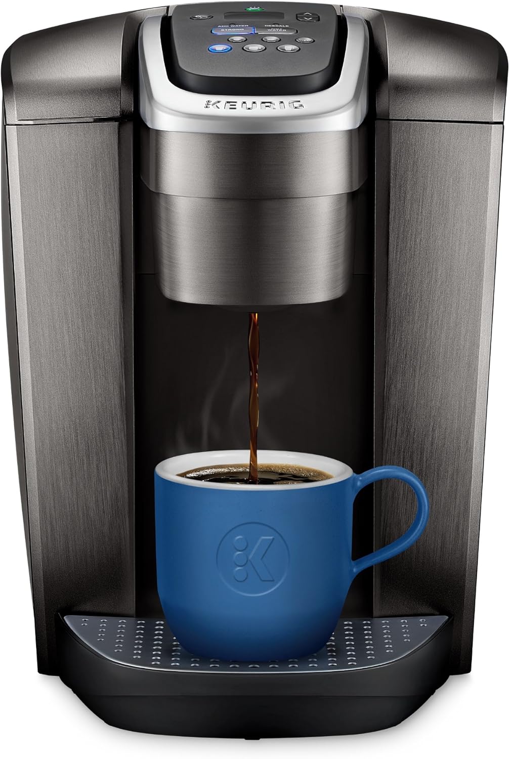 Keurig K-Elite Single-Serve K-Cup Pod Coffee Maker, Brushed Slate, 12 oz. Brew Size & Travel Mug Fits K-Cup Pod Coffee Maker, 1 Count (Pack of 1), Stainless Steel