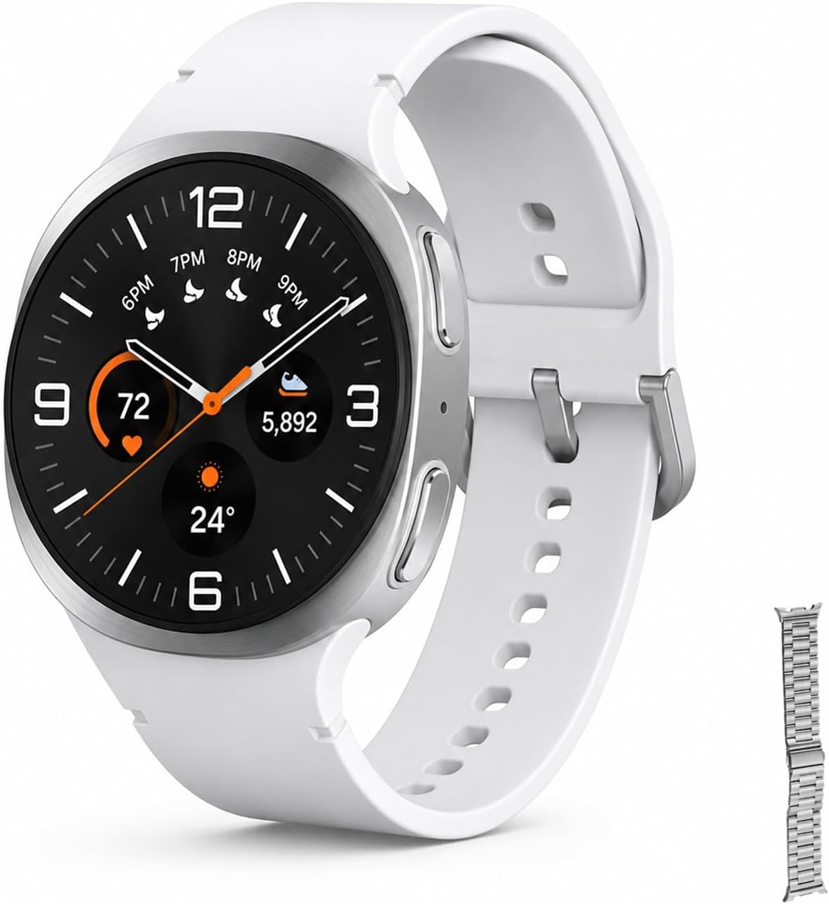 Samsung Galaxy Watch 8 (2025) Bluetooth Smartwatch, Intl Version – Fitness & Sleep Tracking,Heart Rate Monitor, Android Compatible (Not for iOS) – with Extra Stainless Steel Band (Silver, 40mm)