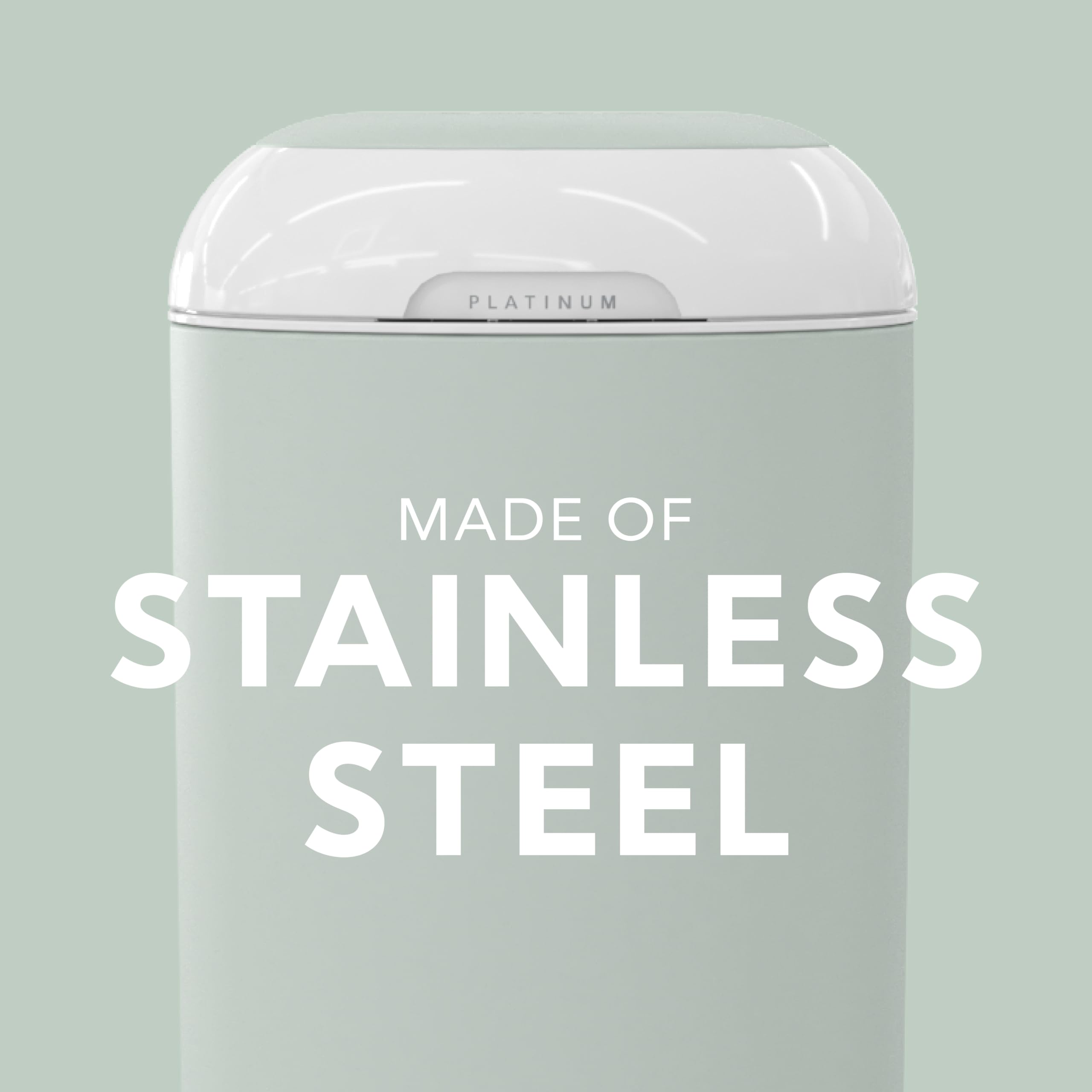 DIAPER GENIE Platinum Pail Sage Green Stainless Steel with Refill