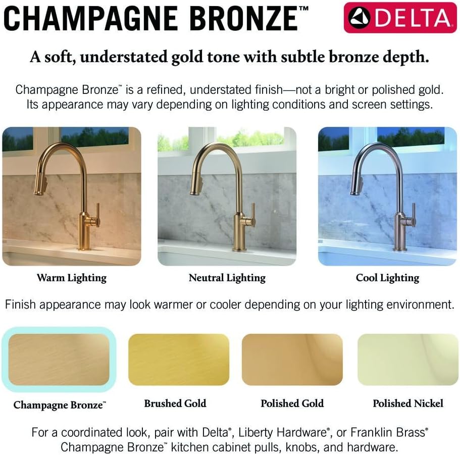 Delta Brushed Gold Modern Pot Filler Kitchen Faucet, Wall Mount Kitchen Faucet, Champagne Bronze 1165LF-CZ