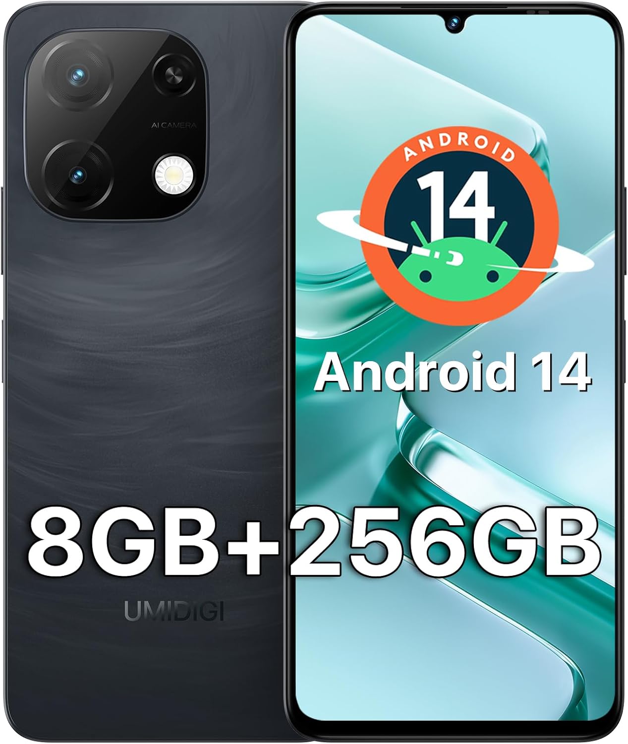 UMIDIGI Unlocked Phone,G9T Android 14 Cell Phone,8(4+4)+256GB 1TB Octa-Core,6.75