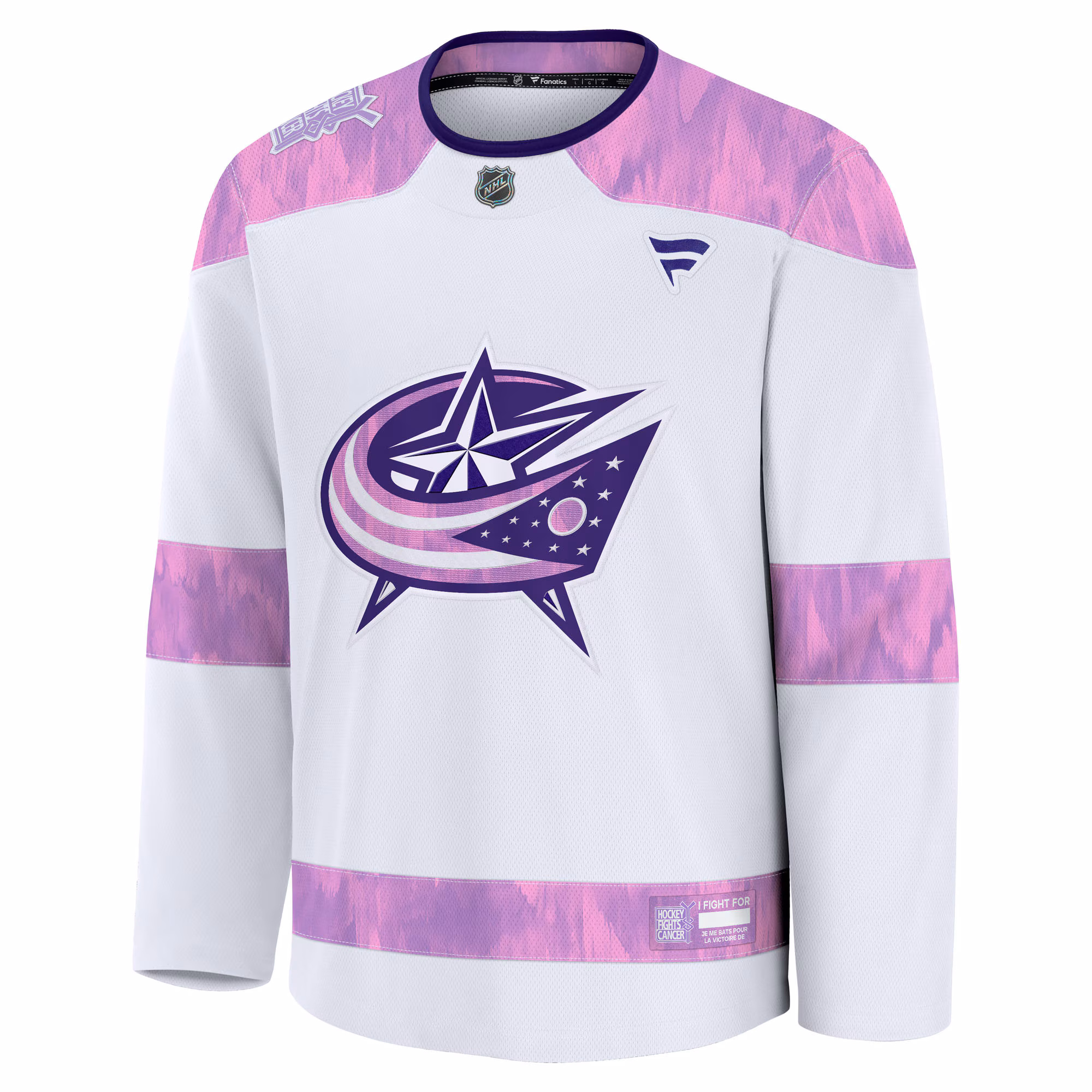 Columbus Blue Jackets Fanatics Hockey Fights Cancer Survivor Practice Jersey - White