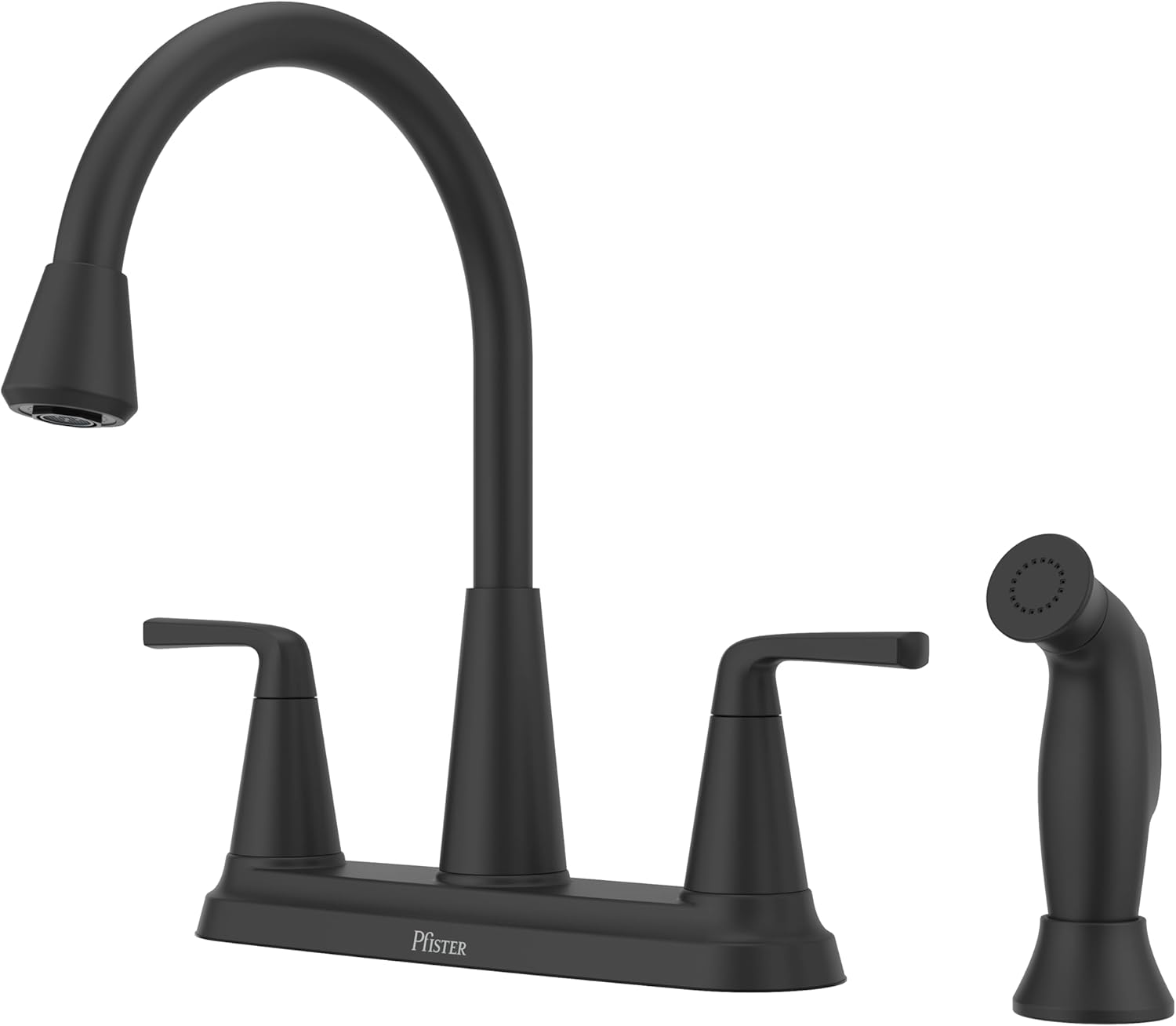 Pfister Allegan Kitchen Faucet with Sprayer, 2-Handle, High Arc, NSF Certified, Matte Black Finish, F0364AGB