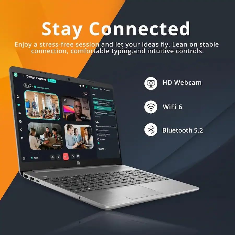 HP 255 G9 15.6 Inch FHD Business Laptop, AMD Ryzen 5 5625U 6-Core CPU, 16GB RAM, 256GB SSD, Wi-Fi 6 & Ethernet, Backlit Keyboard, Windows 11 with Office 365 for Web, Work, Study & Daily Use