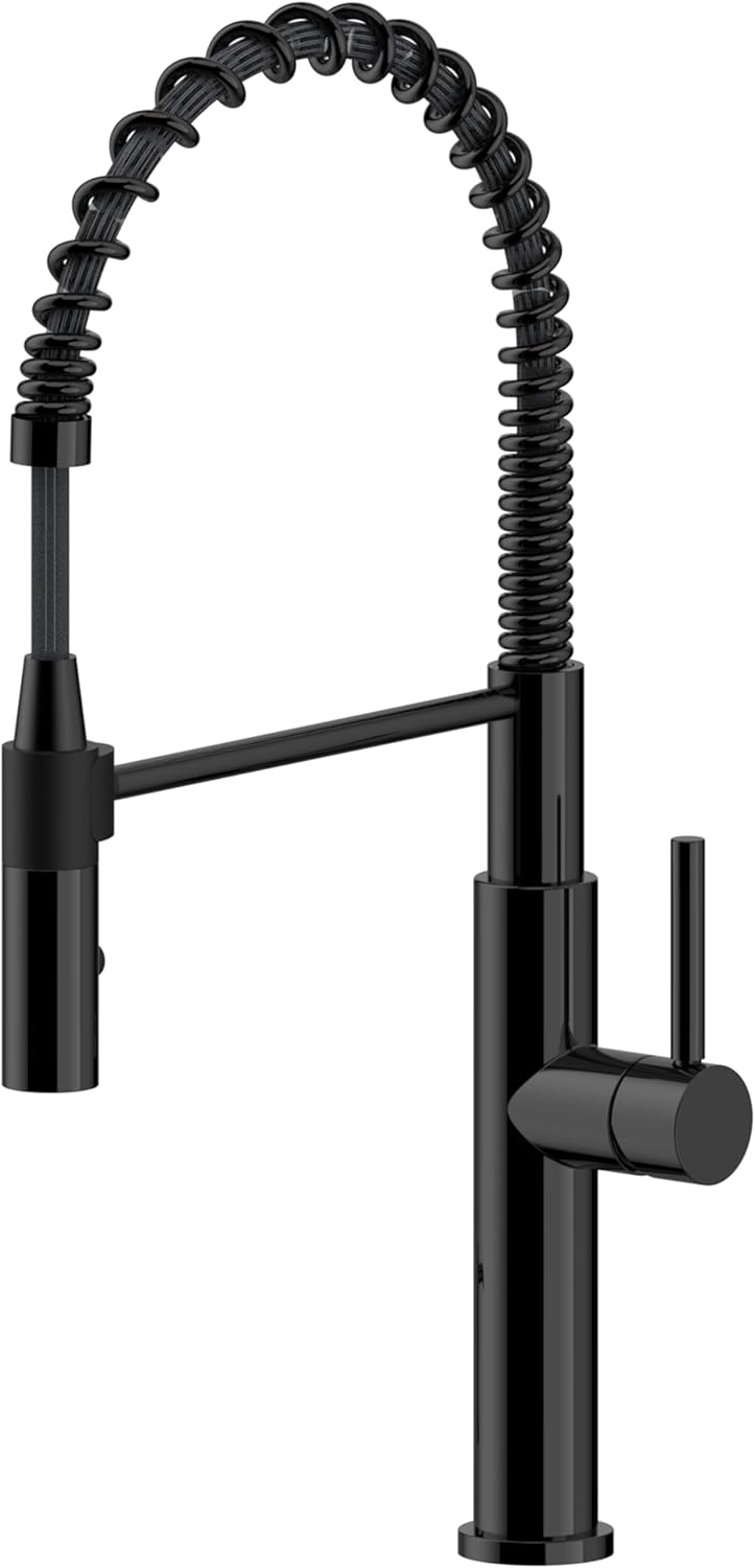 Kitchen Faucet with Pull Down Sprayer - Commercial High Arc Stainless Steel Single Handle for RV Bar Laundry Farmhouse Camper Outdoor Black