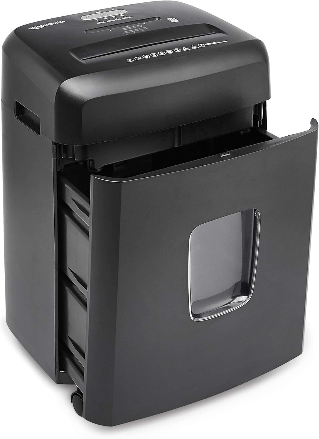 Amazon Basics 15-Sheet Cross Cut Paper Shredder for Home and Office, CD/Credit Card Shredder with 6 Gallon Wastebasket, Black