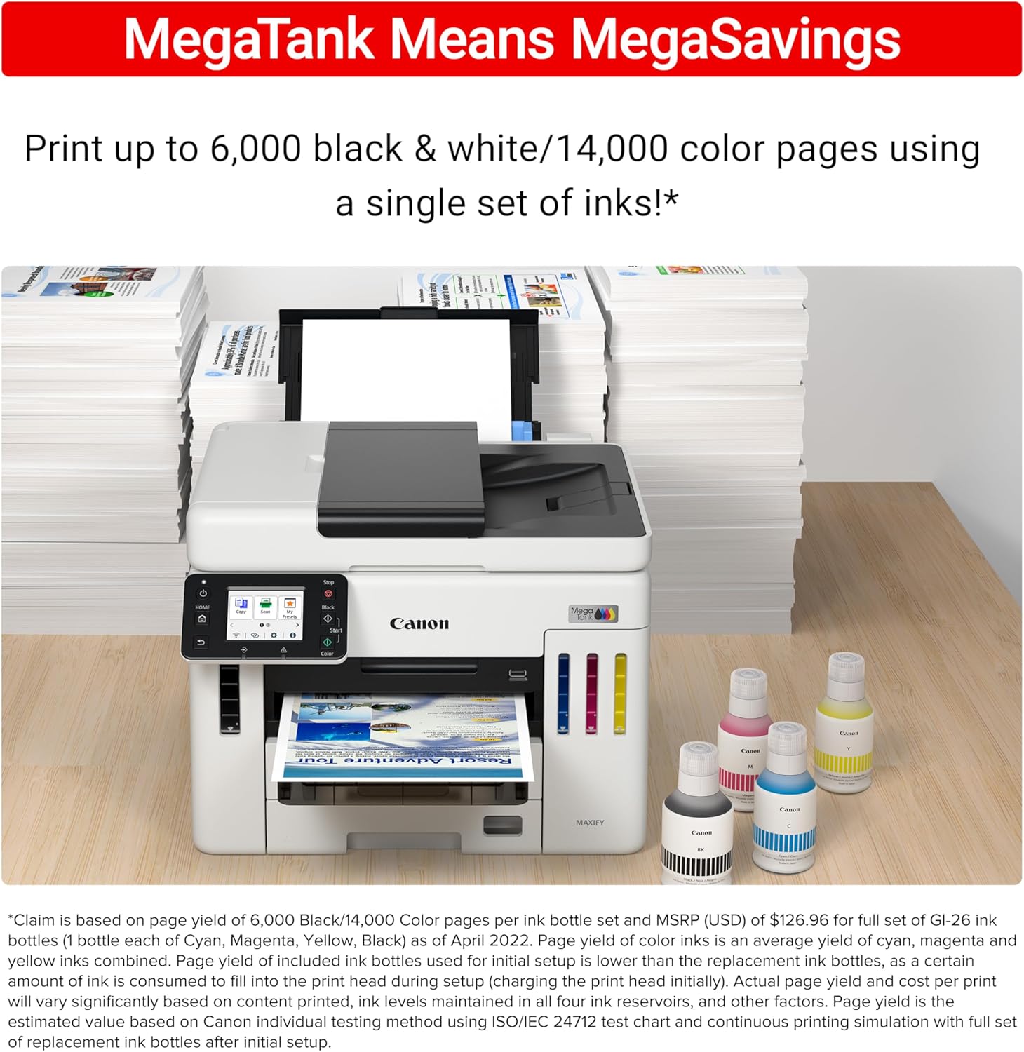 Canon Megatank GX7120 Wireless All-in-One Printer, Print, Copy, Scan and Fax with 2.7