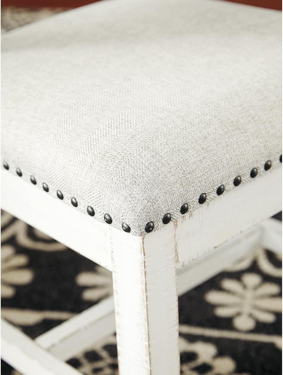 Signature Design by Ashley Valebeck Farmhouse Cushioned Dining Chair, 2 Count, Nailhead Trim, Fabric Upholstery, Solid Wood, 39