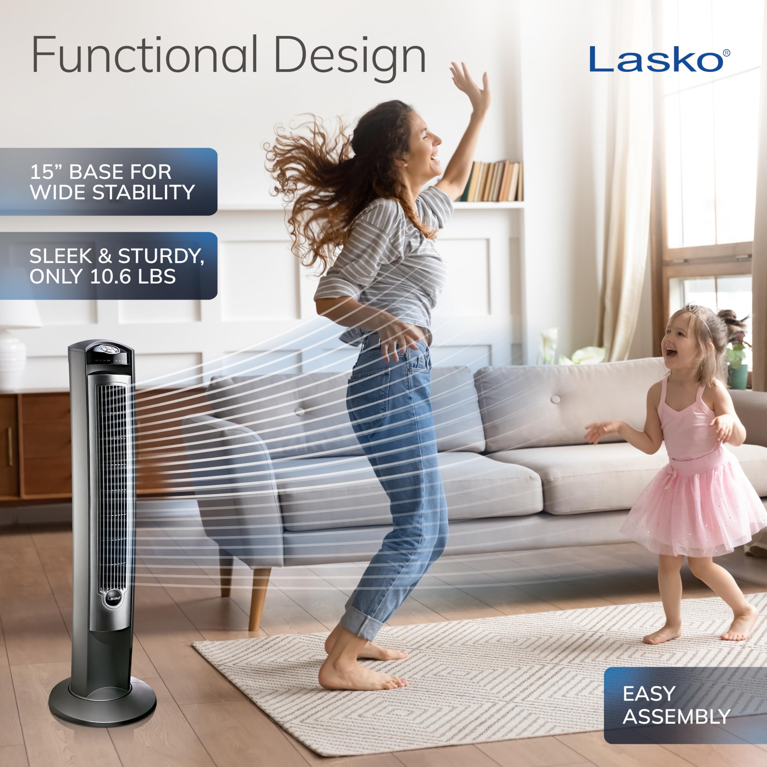 LASKO Oscillating Tower Fan with Remote - 42