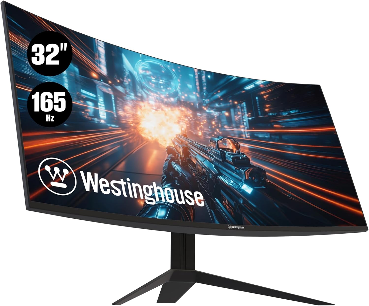 Westinghouse 32 Inch Curved Gaming Monitor, FHD 1080P, 3000:1 Contrast Ratio, 118% sRGB, 1500R, 165Hz, 1ms, AMD FreeSync, Eyecare, for PC Games with Built-in Speakers, DisplayPort, HDMIx2