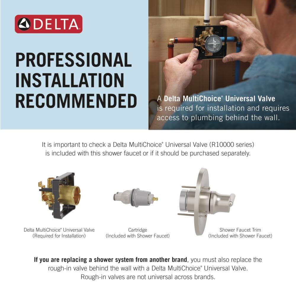 DELTA Arvo 14 Series Brushed Nickel Shower Faucet Set