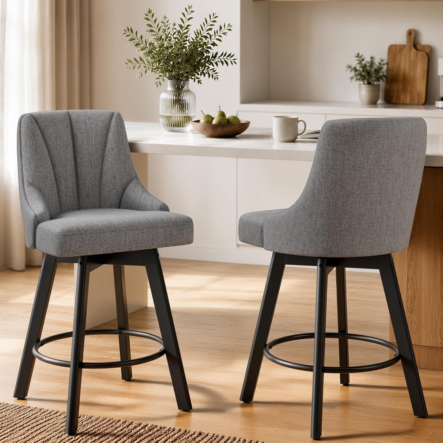 YaFiti Swivel Bar Stools with Backs, 24