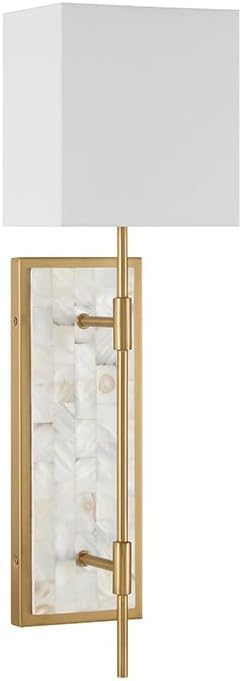 Savoy House 9-6512-1-322 Eastover Mid-Century Modern Traditional Vintage White Fabric Wall Sconce, 1-Light 60 Watt, 22