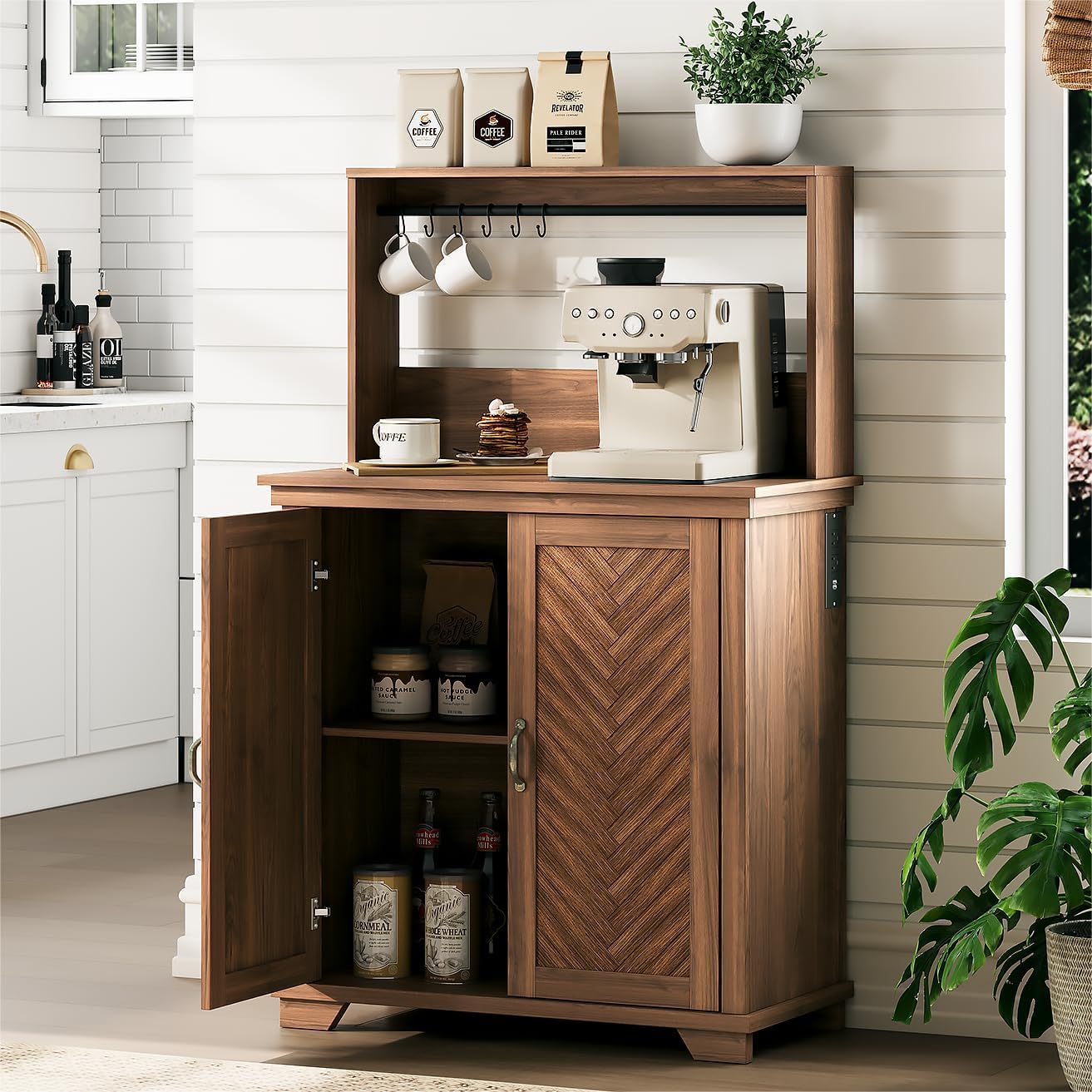 JOINICE Farmhouse Coffee Bar Cabinet with Storage,31.5
