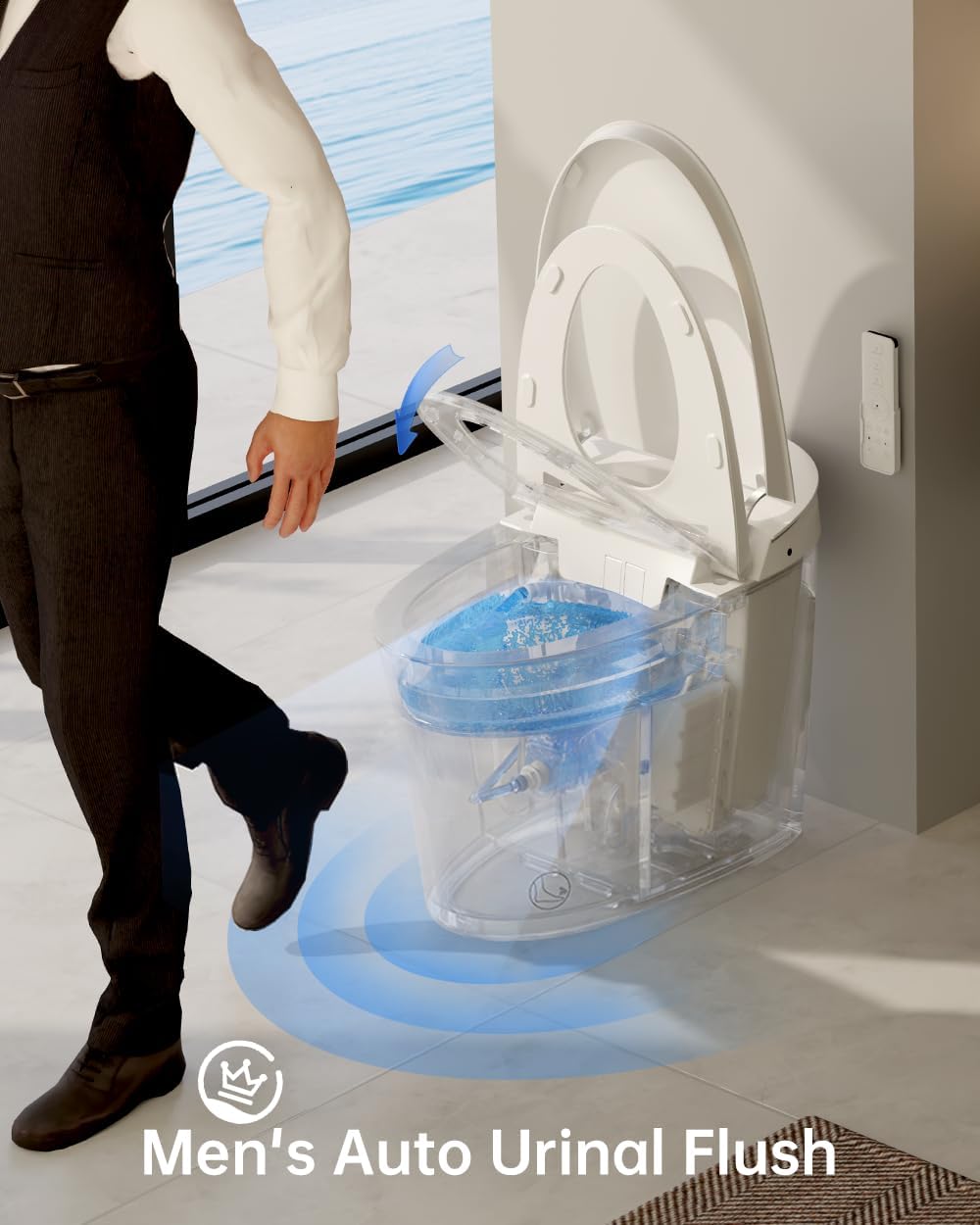 EPLO Smart Toilet Bidet,Auto Open Close,Foam Shiled,1000 Gram MaP Flush Score,Men's Auto Urinal Flush,Moving Dryer,ADA Comfort Chair Height,Heated Seat,Elongated Toilet with Tank Built in E18MAX