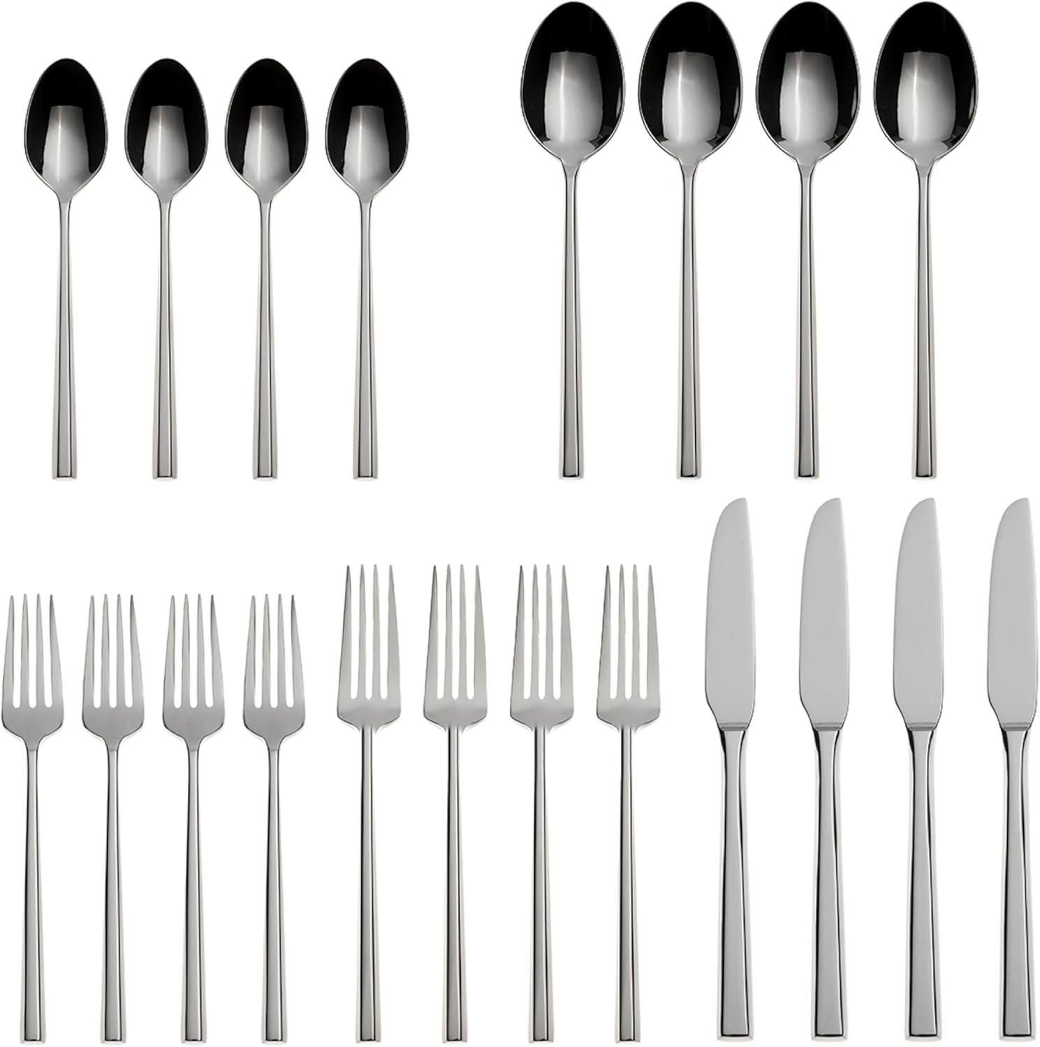 Oneida Diameter 20 Piece Fine Flatware Set, Service for 1 , 18/10 Stainless Steel, Silverware Set, Dishwasher Safe