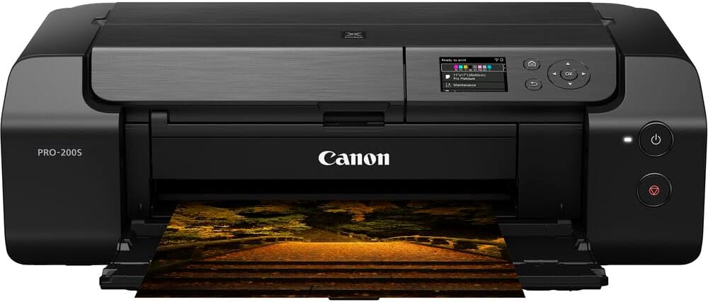 Canon PIXMA PRO-200S Wireless Photo Printer | 13-Inch Borderless Printing | 8-Color Dye Ink for Photographers & Designers (6875C002) + Cleaning Kit + Printer Cable + Ethernet Cable
