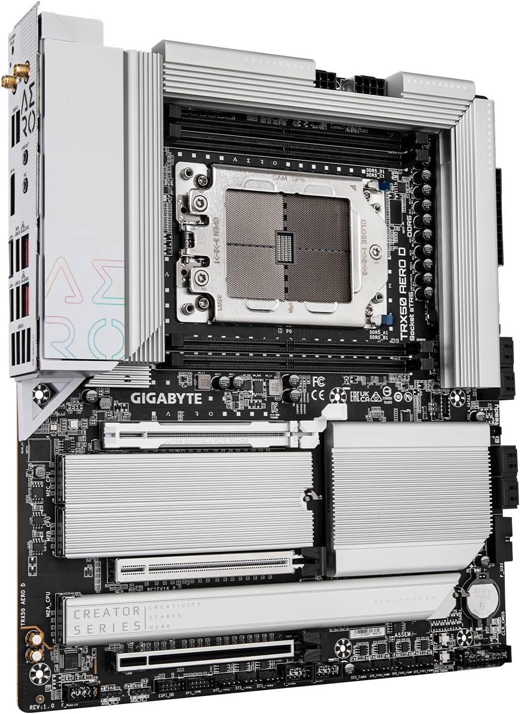 GIGABYTE TRX50 AERO D (sTR5/ AMD/ TRX50/ E-ATX/ DDR5/ PCIe 5.0 M.2/ PCIe 5.0/ USB4 Type-C/Wi-Fi 7/ Marvell 10GbE/ Motherboard) (Renewed)