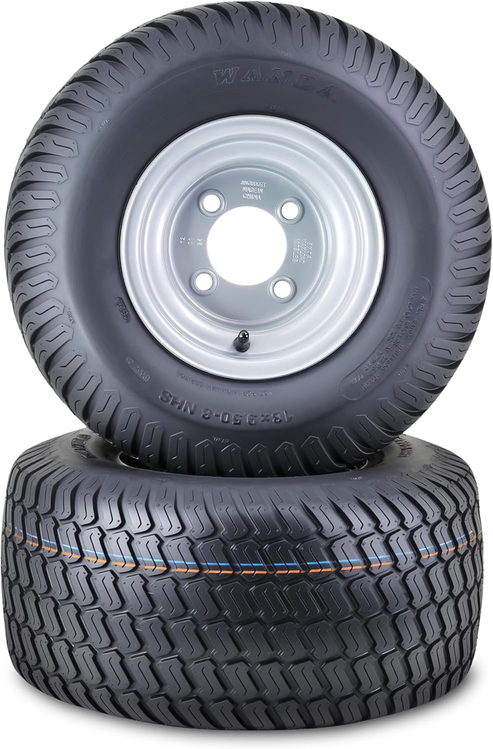 WANDA Lawn Mower Tractor Tire Wheel Assembly 18X9.5-8 4-Ply with 4 Lugs on 4