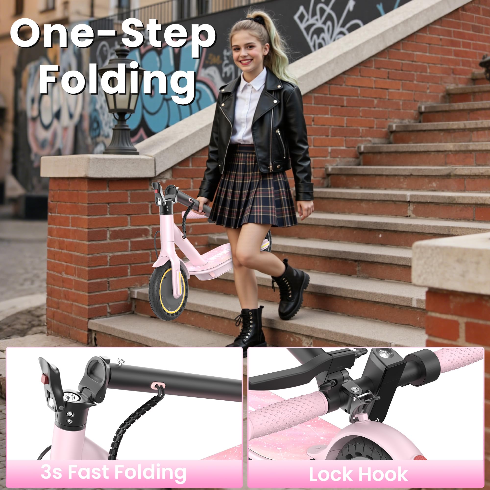 WERHY Foldable Kids Electric Scooter - 350W, 19 MPH Speed