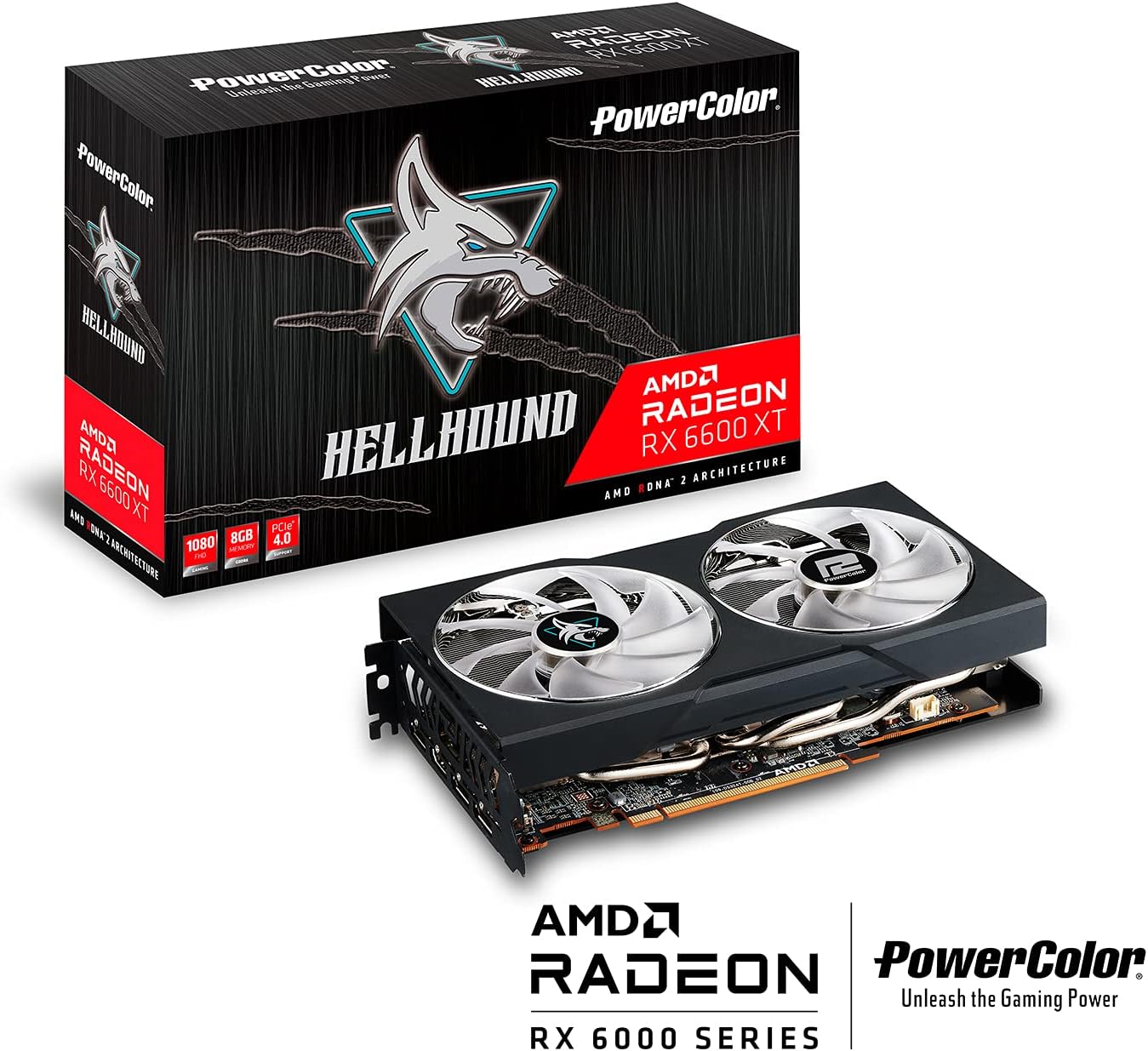 PowerColor Hellhound AMD Radeon RX 6600 XT Gaming Graphics Card with 8GB GDDR6 Memory, Powered by AMD RDNA 2, HDMI 2.1
