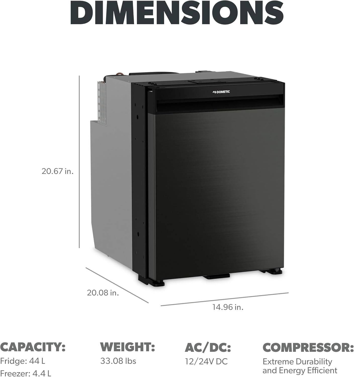 Dometic NRX 50C | Compressor Refrigerator | 44 L | Dark Silver Front | Easy To Use Control Panel