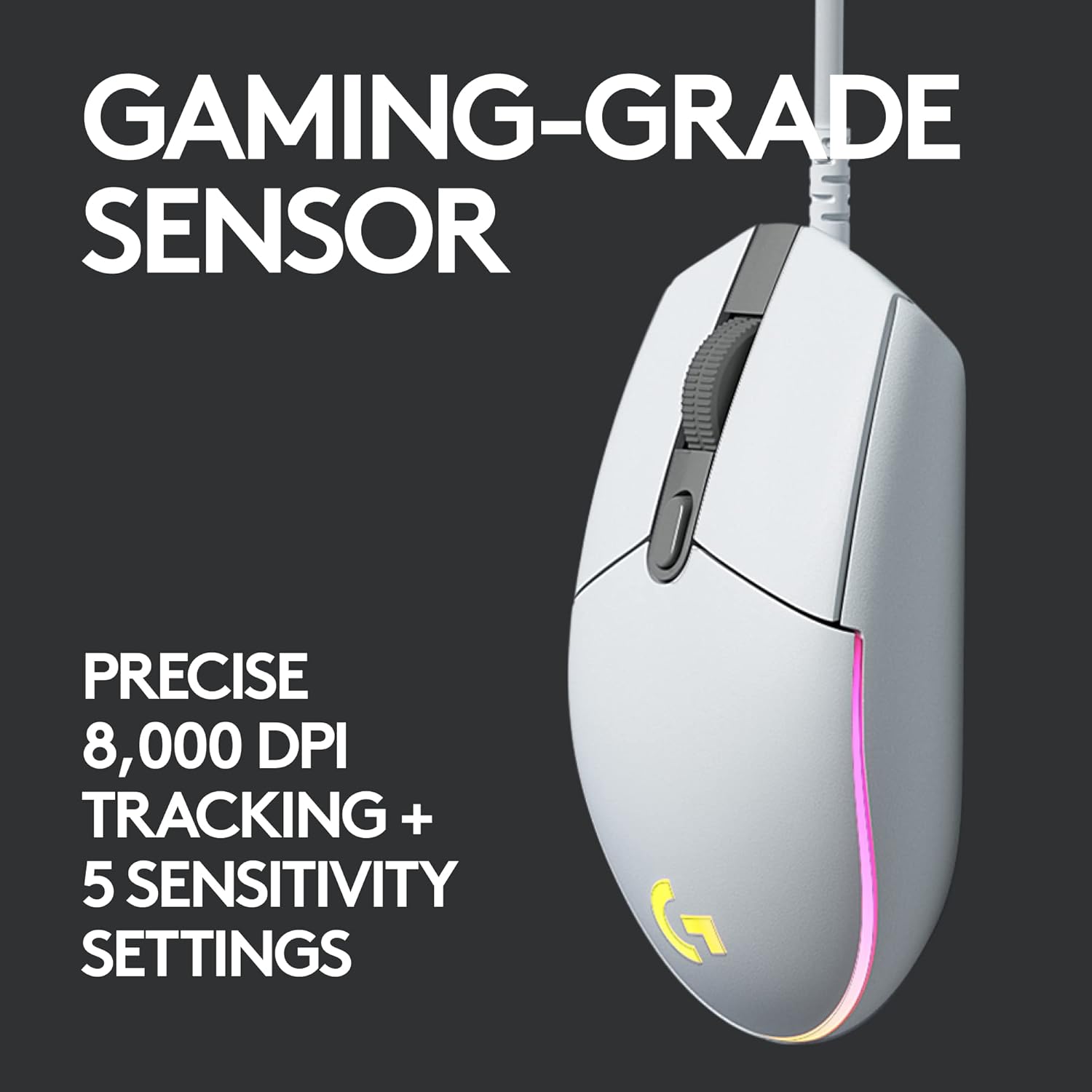 Logitech G335 Wired Gaming Headset + G203 Wired Gaming Mouse Bundle - White