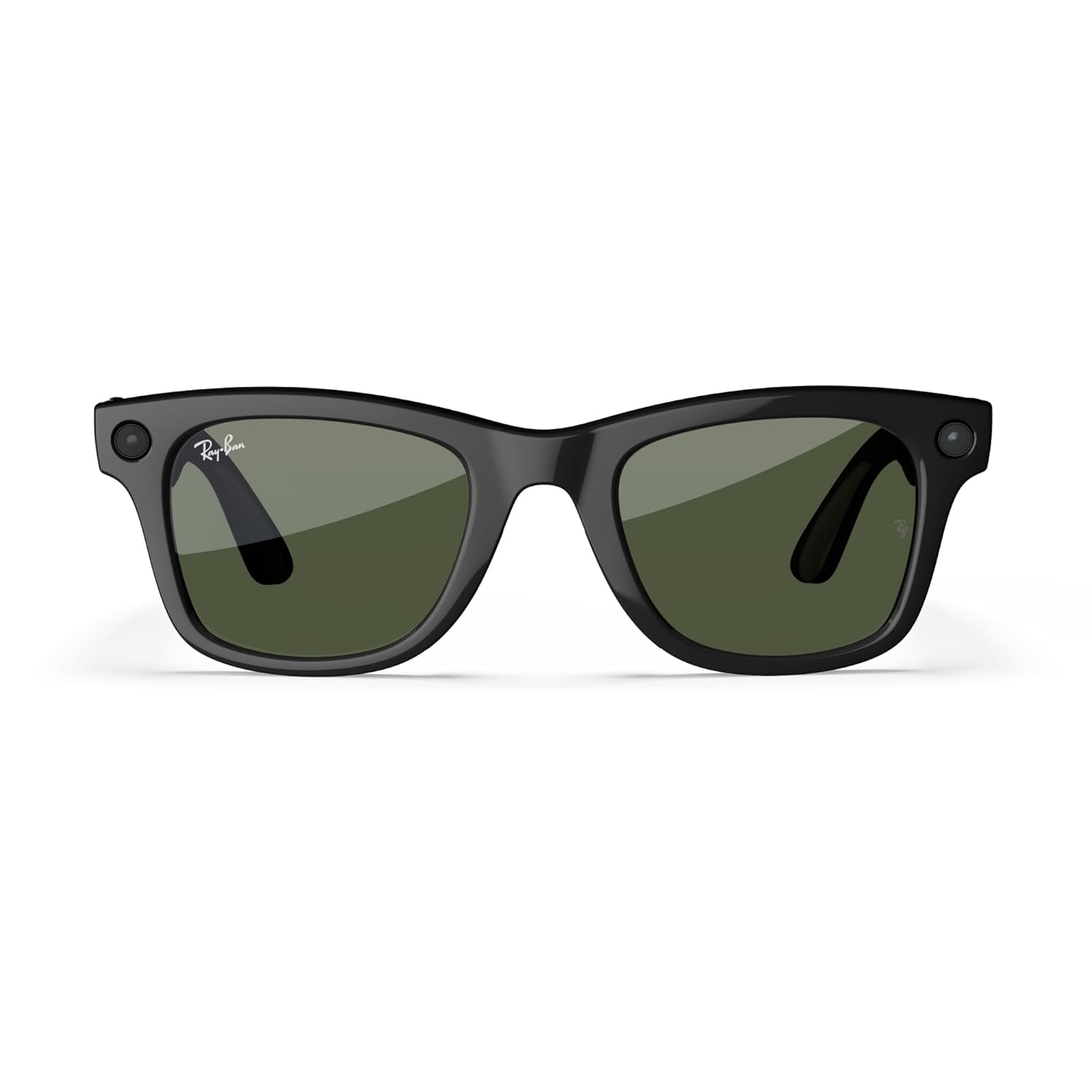 Ray-Ban Meta (Gen 1), Wayfarer, Shiny Black | Smart AI Glasses for Men, Women — 12 MP Ultra-Wide Camera, Open-Ear Speakers for Audio, Video Recording and Bluetooth — Green Lenses — Sunglasses
