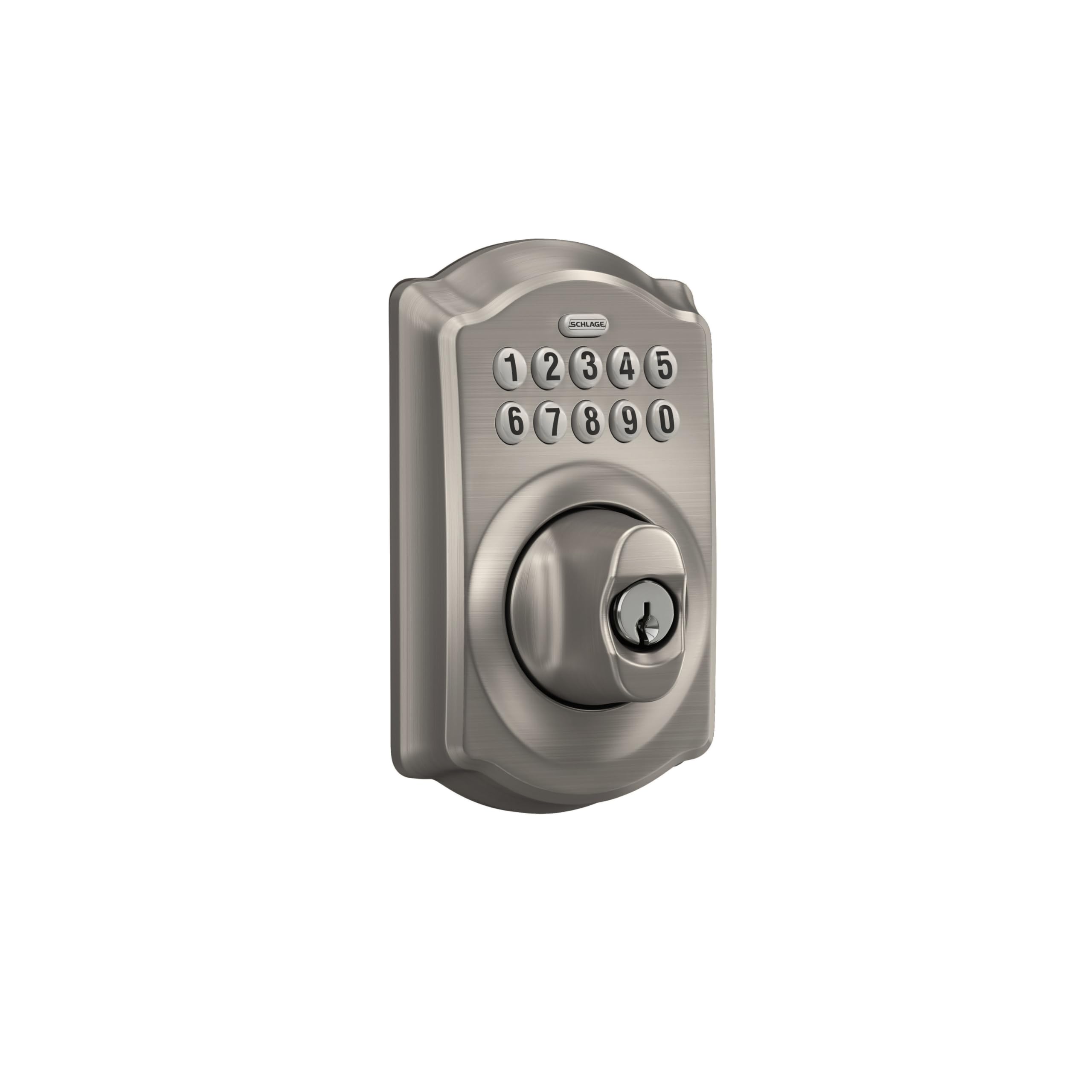SCHLAGE Camelot Keypad Deadbolt Lock - Keyless Entry, Satin Nickel