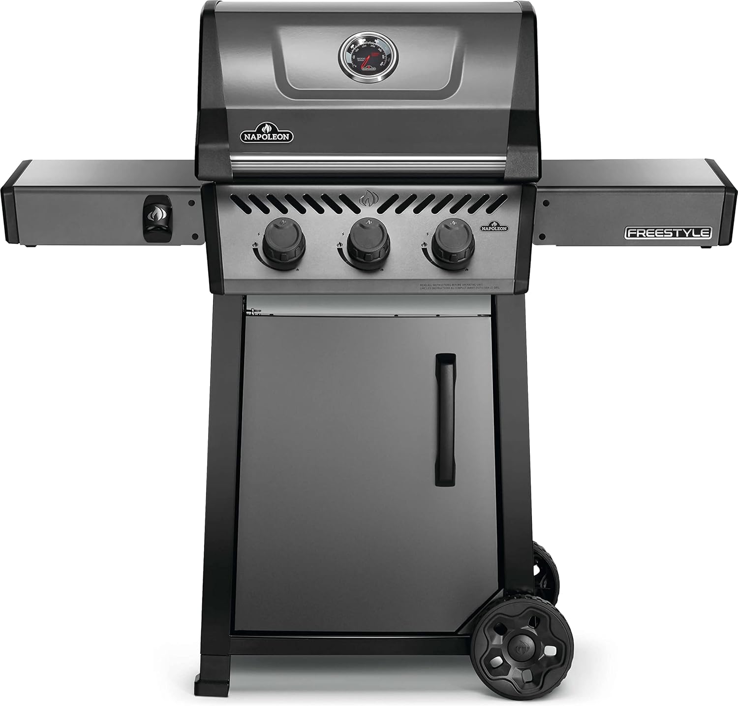 Napoleon Freestyle 365 Natural Gas Outdoor Grill, Graphite Grey – 3-Burner BBQ with Stainless Steel Cooking Grates