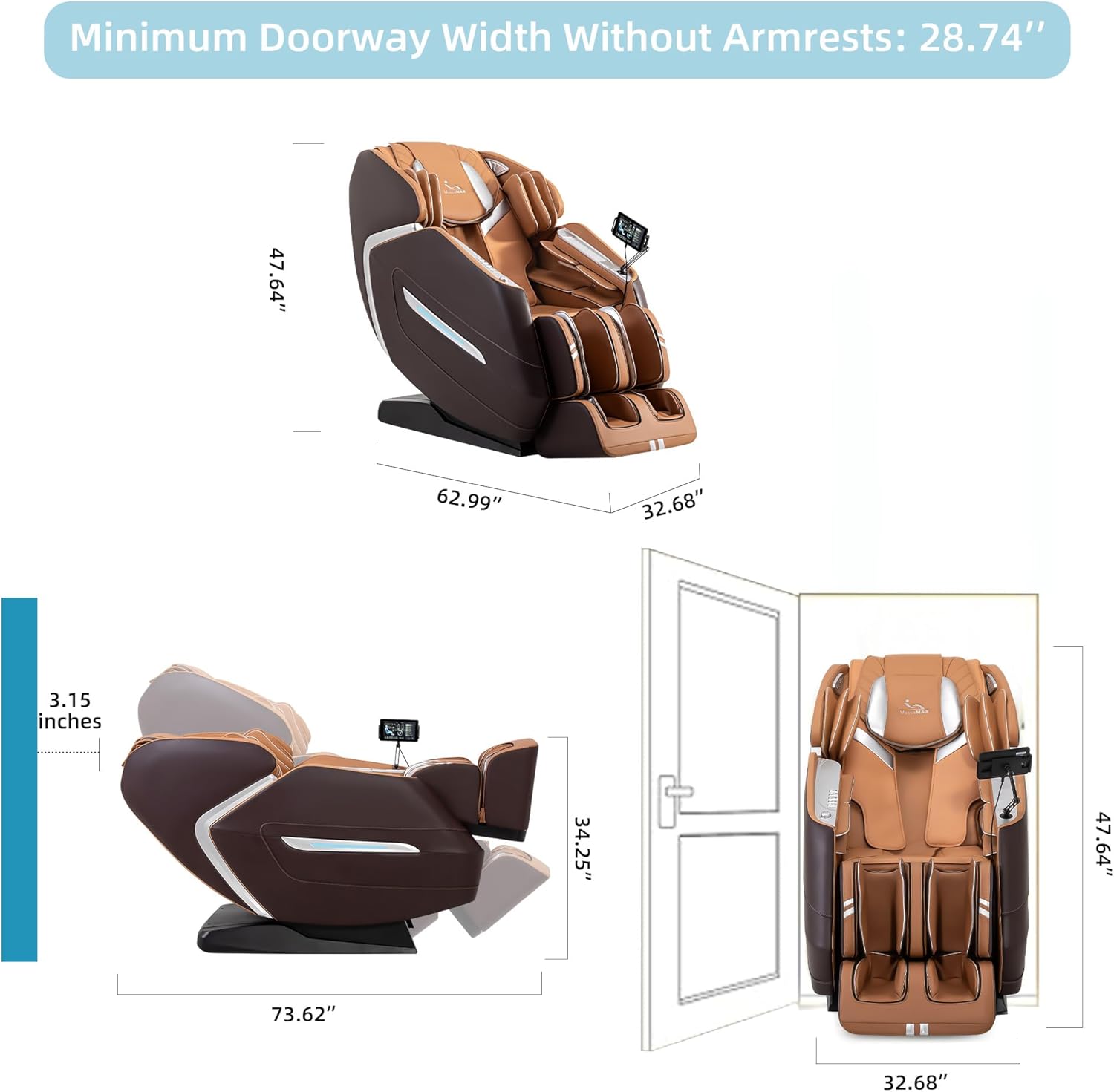 MassaMAX 4D Plus Massage Chair for Big & Tall People Full Body Massage Up to 6'10