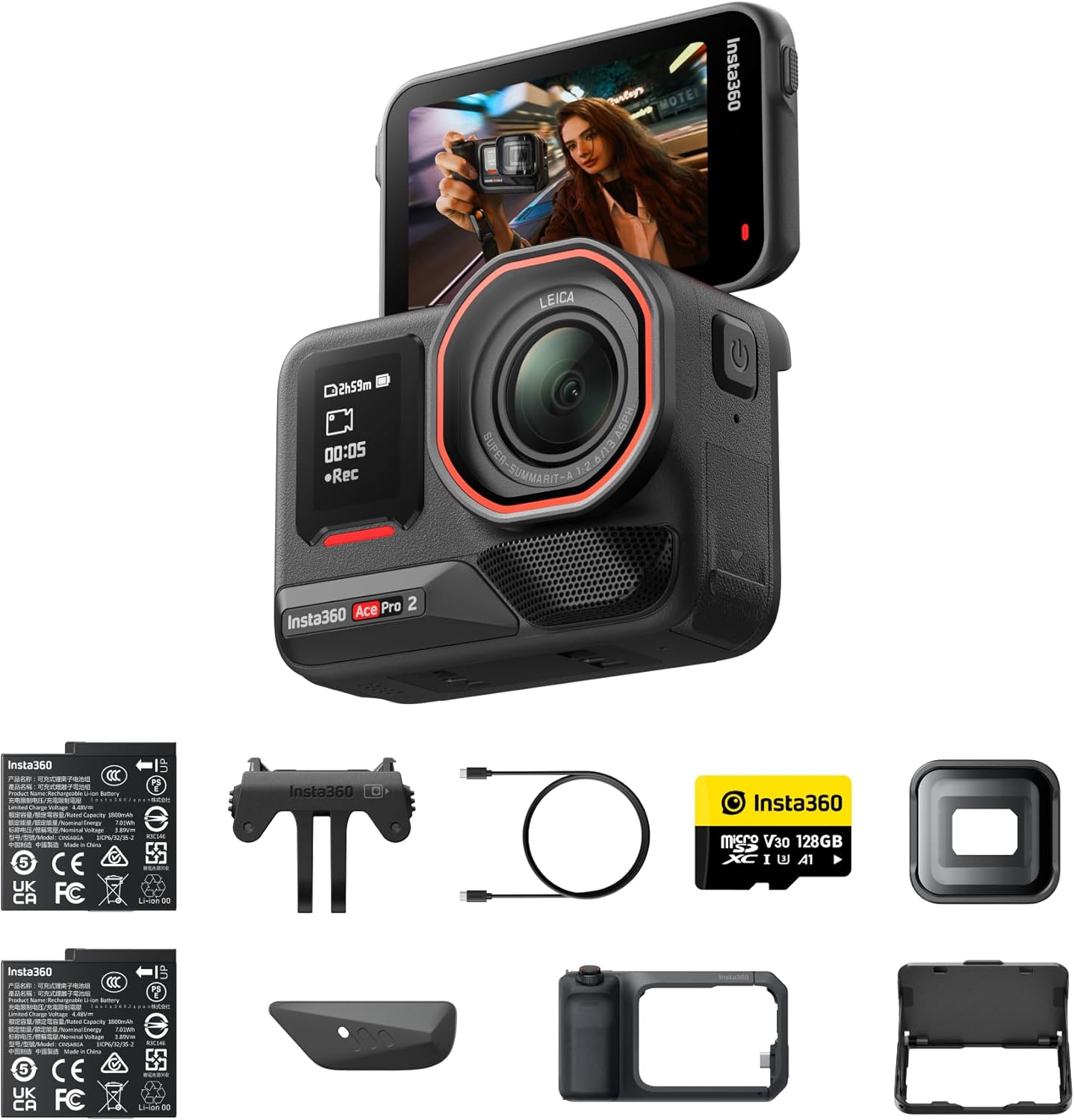 Insta360 Ace Pro 2 Videography Bundle Limited Edition - 8K Waterproof Action Camera, Co-Engineered with Leica, 1/1.3