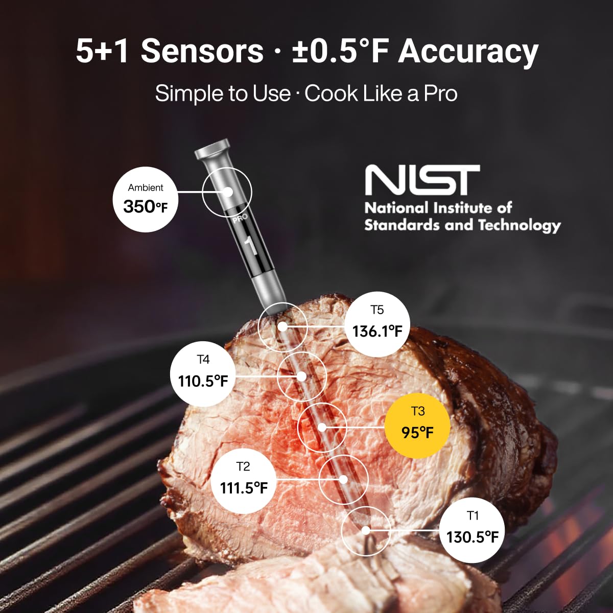 THERMOMAVEN 3000FT Smart Wireless Meat Thermometer with LCD