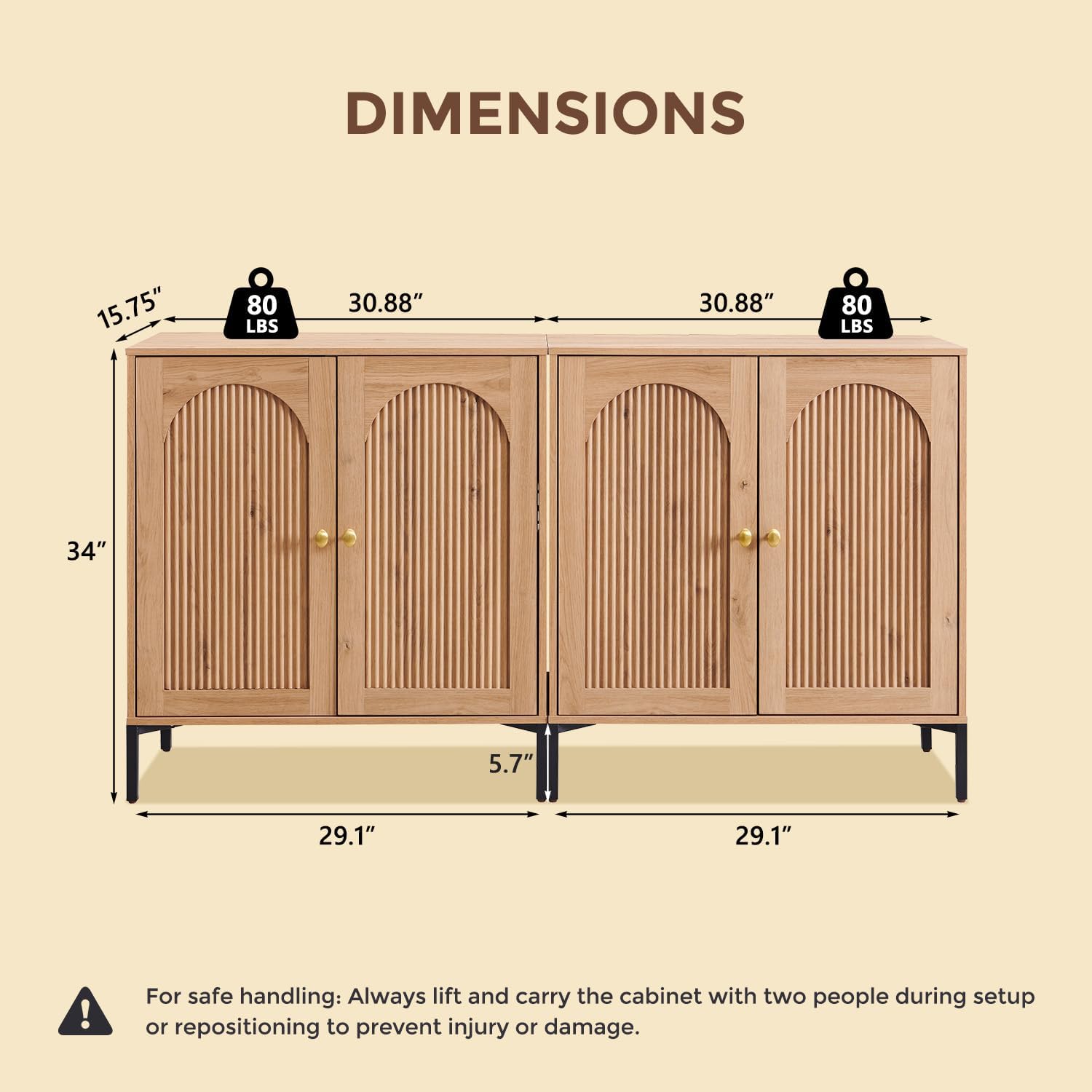 IFGET Modern Buffet Cabinet with Storage, 61.75