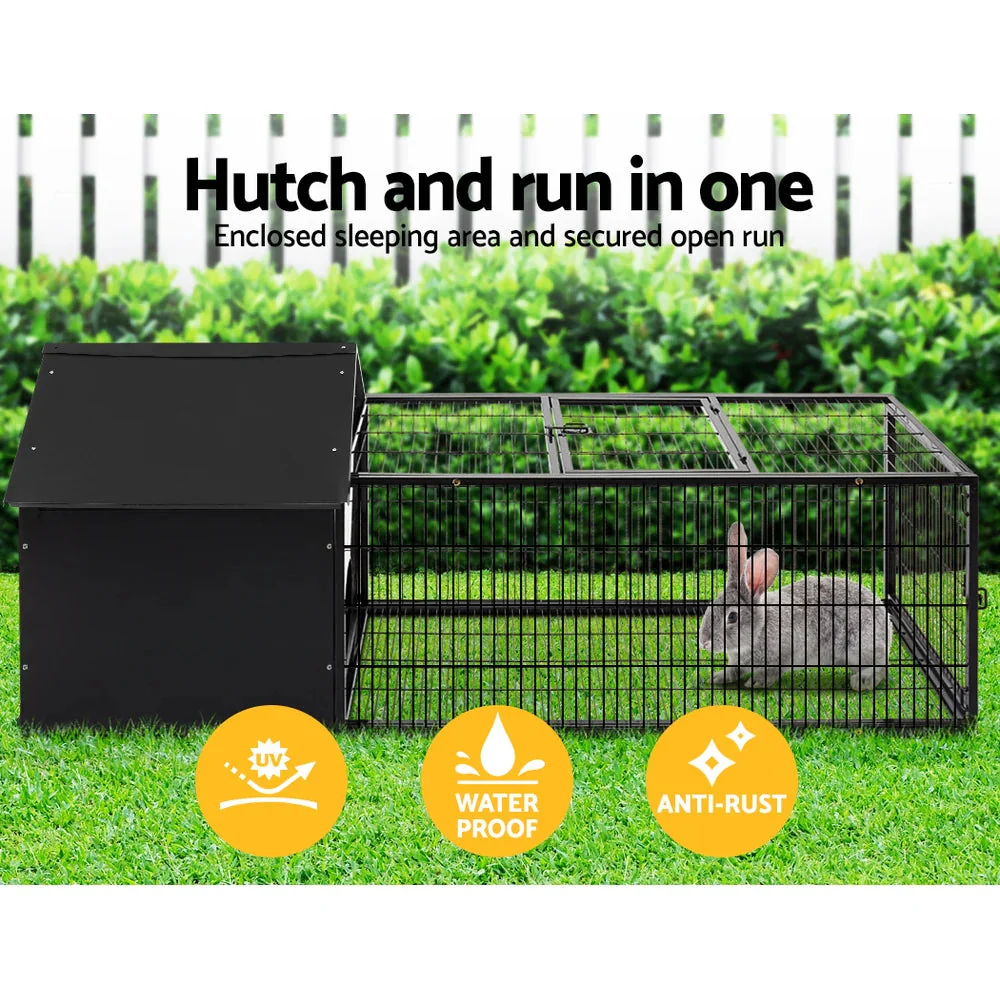 Weatherproof Metal Rabbit Hutch w/ Run & Secure Locks i.Pet
