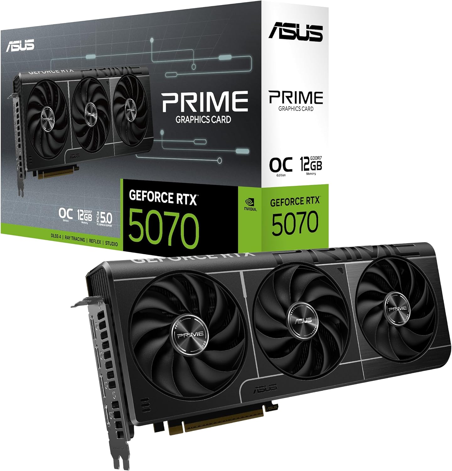 ASUS The SFF-Ready Prime GeForce RTX™ 5070 OC Edition Graphics Card, NVIDIA, Desktop (PCIe® 5.0, 12GB GDDR7, HDMI®/DP 2.1, 2.5-Slot, Axial-tech Fans, Dual BIOS)