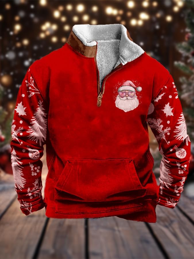 BIVENANT Ugly Christmas Sweaters Men Funny Xmas Graphic Sweatshirts 1/4 Zip Long Sleeve Pullover Hoodie Holiday Clothes