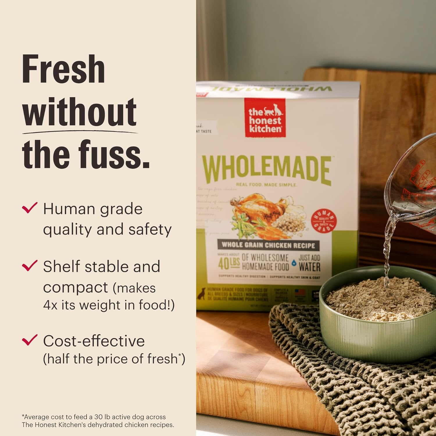 The Honest Kitchen Human Grade Wholemade™ Dehydrated Dog Food, Grain Free Beef 10 lb (makes 40lbs)