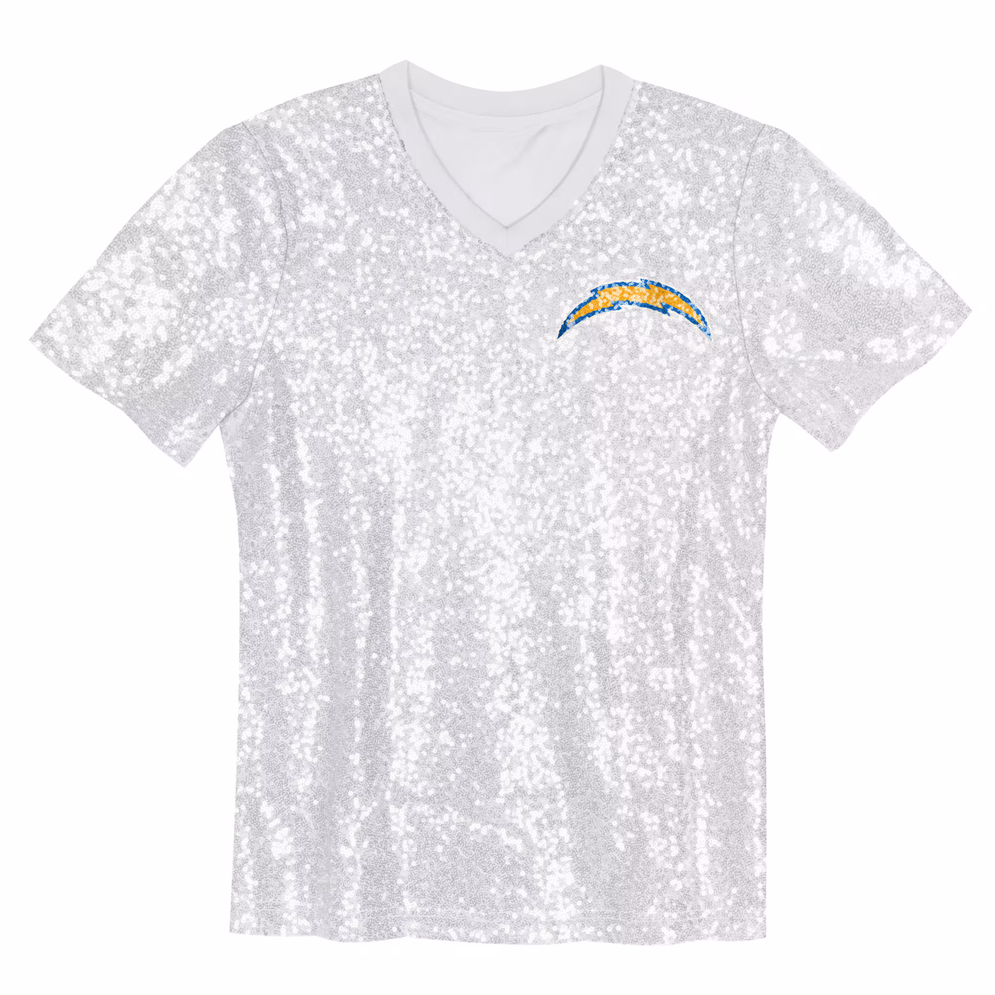 Justin Herbert Los Angeles Chargers Girls Youth Sequin V-Neck Fashion Jersey - Powder Blue